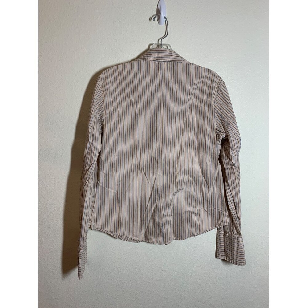 Vintage Daytrip Striped Blouse Y2K Granny Business Casual Cotton Top Shirt Sz XL - Picture 2 of 4